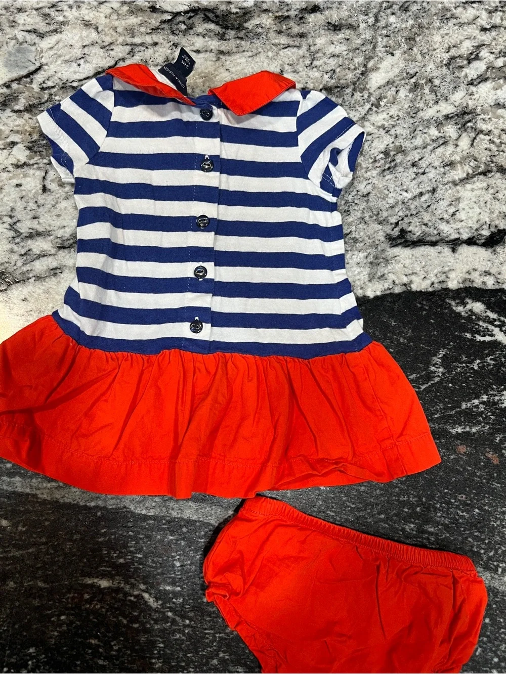 Tommy Hilfiger Baby Girl Nautical Stripe Dress & Bloomers Set | 3-6 Months